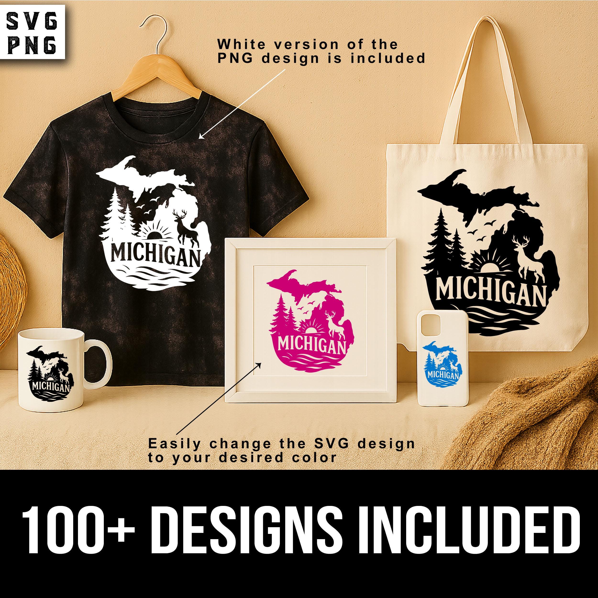 Michigan Svg File for Cricut and Silhouette With 100 Usa State Bundle ...