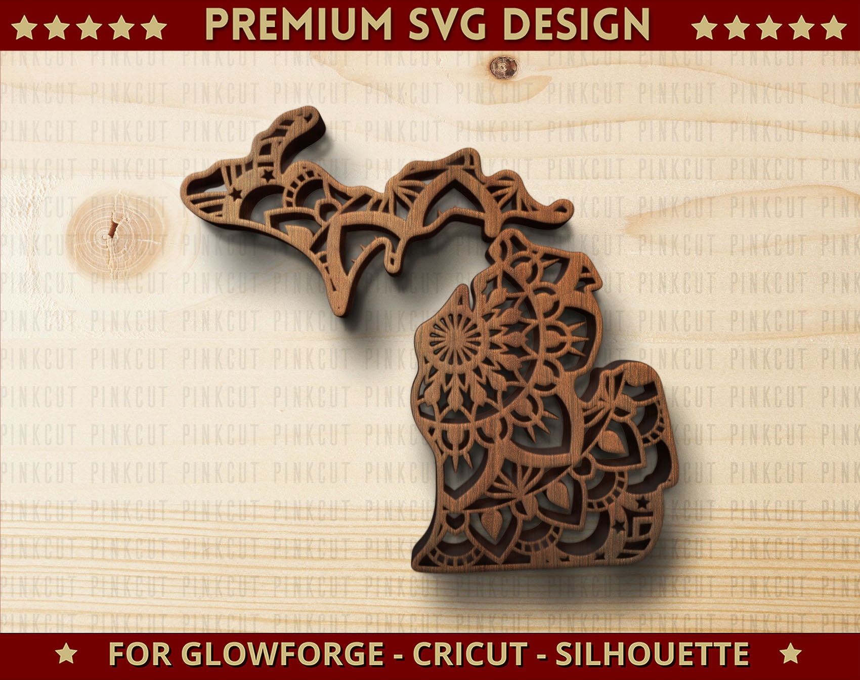 Michigan Mandala Svg Cut file USA State Map Single Layer Dxf | Etsy