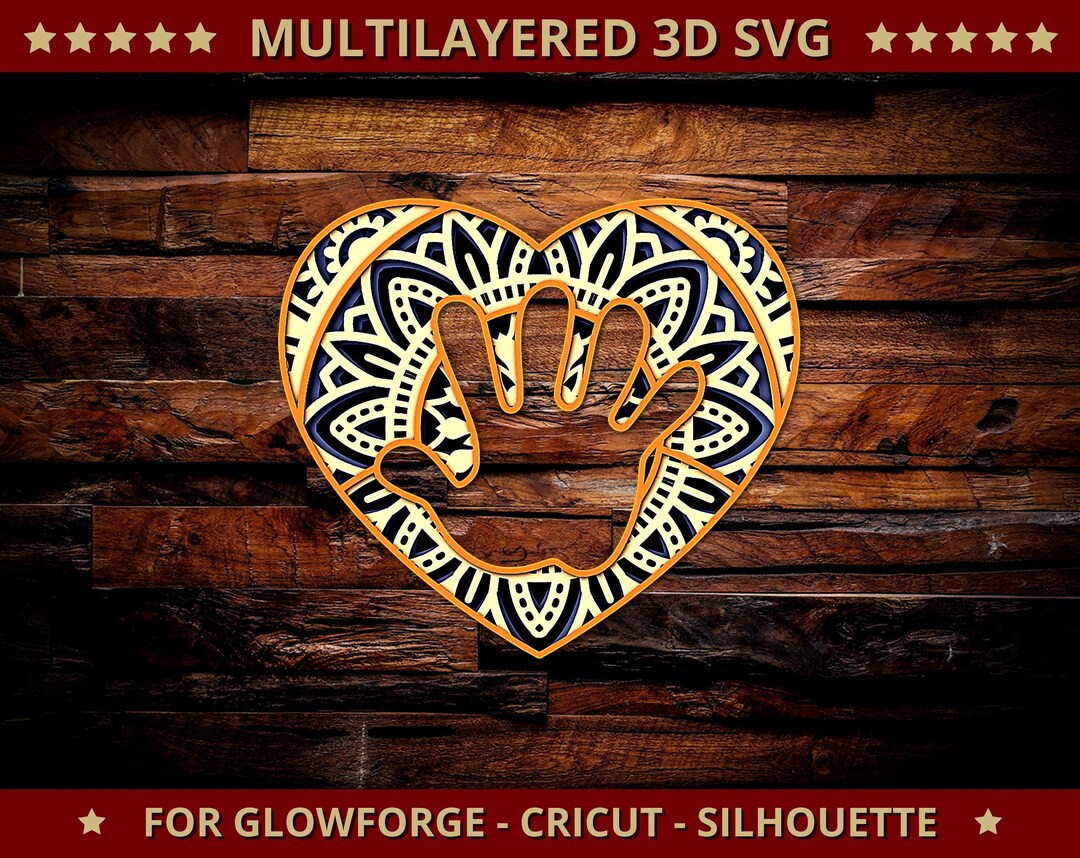 3D Heart SVG Mandala Svg Cut File for Glowforge Laser Cut - Etsy Australia