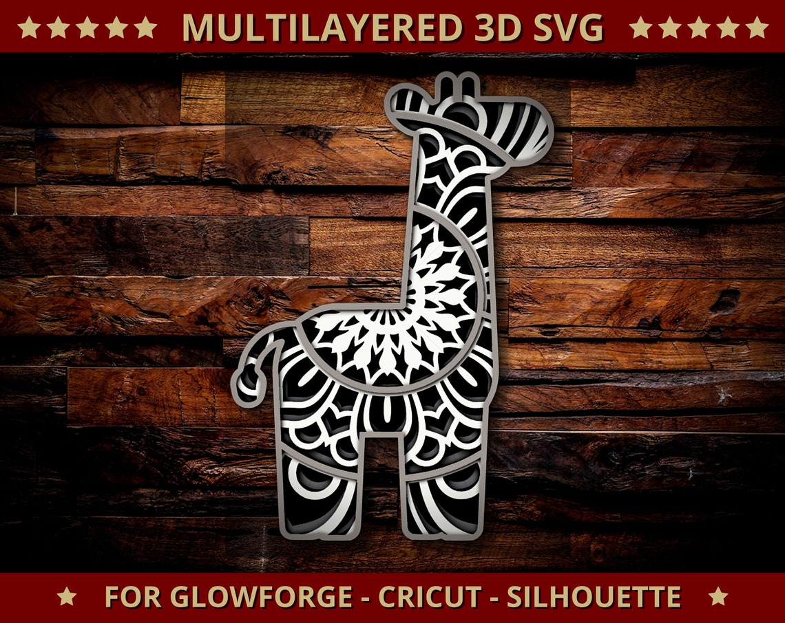 Download 3D Giraffe SVG Mandala Svg geschnitten Datei für Glowforge ...