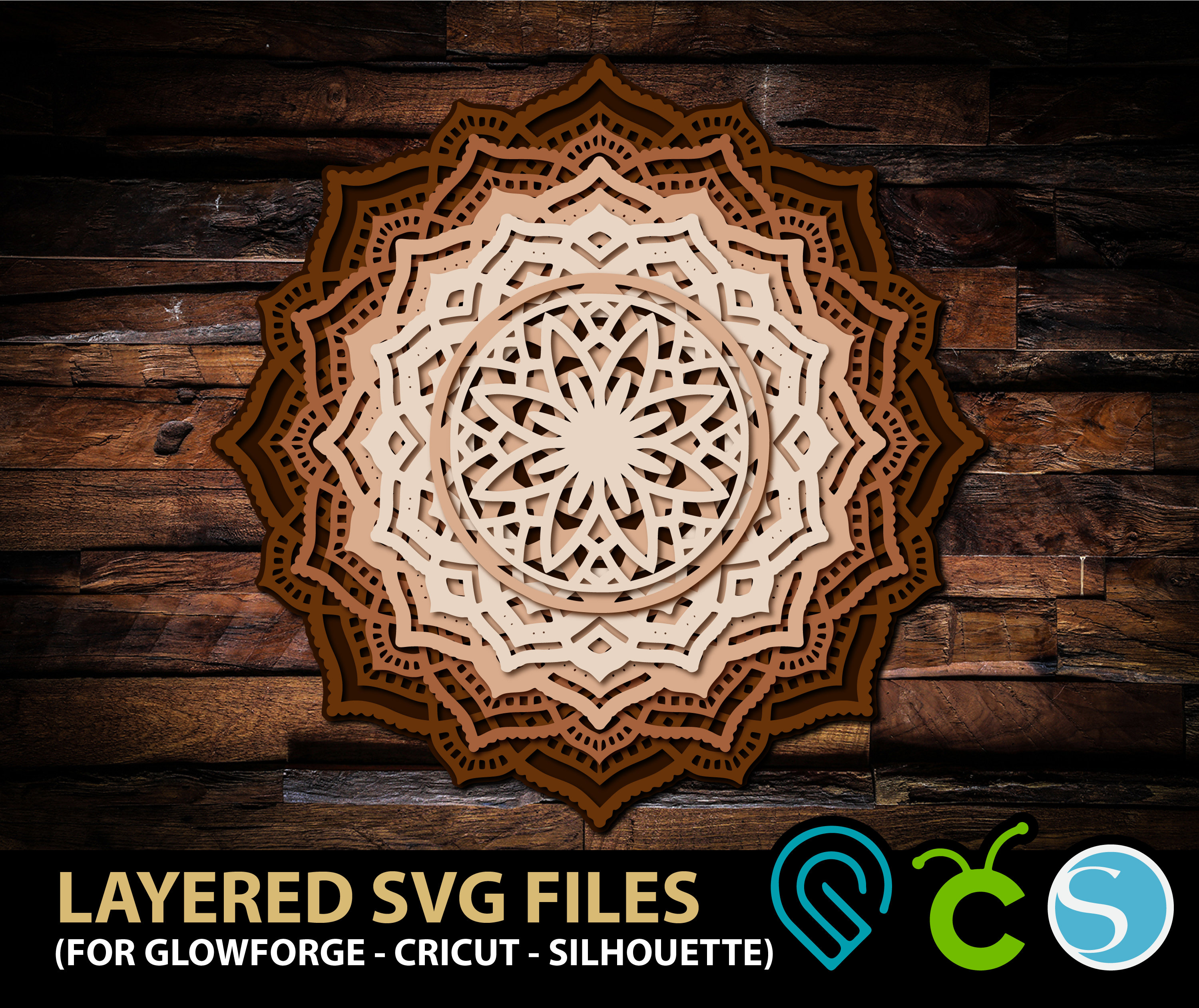 Download 3d Mandala Svg Layered Flower Svg Files For Glowforge Laser Etsy