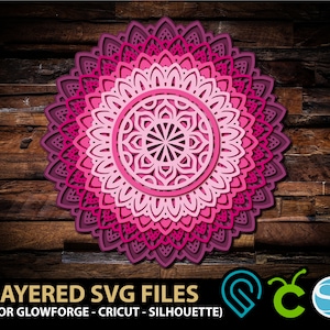 Layered Flower Svg 3D Mandala SVG files for Glowforge Laser Cut, Cricut, Silhouette Cutting Machine Sunflower Mandala Svg Zentangle Svg