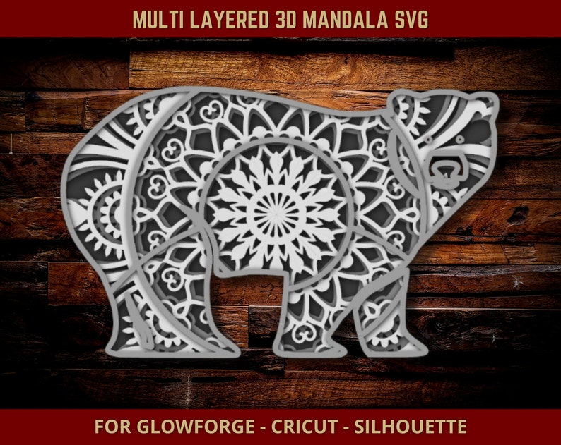 Download Silhouette Cricut Cutting Machine 3d Mandala Zentangle Layered Mama Bear Papa Bear Bear Svg Mandala Svg Cut File For Glowforge Laser Cut Party Decor Paper Party Supplies Vadel Com