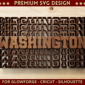 Washington Mirrored State Name Svg Cut file Single Layer Svg Dxf Png for Cricut Glowforge Laser Cut Silhouette Cutting Machine + BONUS
