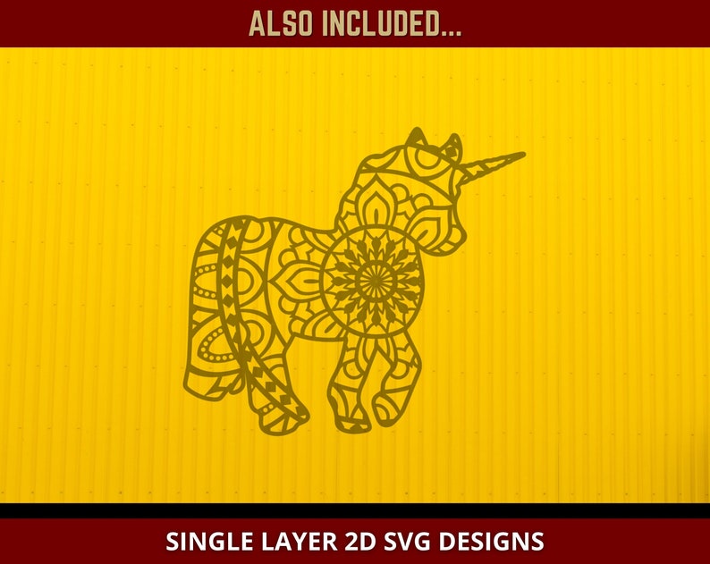 Download Cricut Silhouette Cutting Machine Layered Mandala Svg Unicorn Svg 3d Mandala Layered Svg Multi Layer Svg File For Glowforge Laser Cut Paper Party Supplies Party Decor