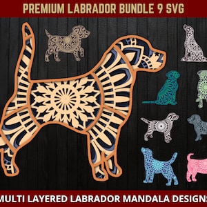 Labrador Mandala SVG 3D Multilayered Dog Mandala Premium Bundle Design for Glowforge Laser Cut Cricut Silhouette Cutting Machines Multilayer