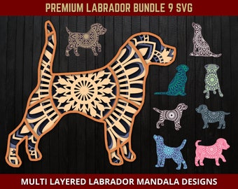 Labrador Mandala SVG 3D Multilayered Dog Mandala Premium Bundle Design for Glowforge Laser Cut Cricut Silhouette Cutting Machines Multilayer