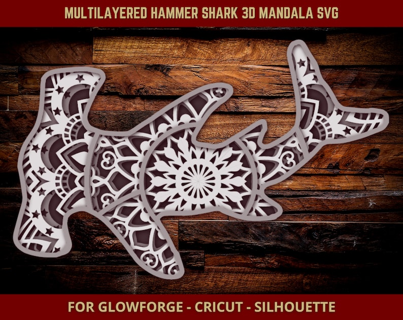 Download Paper Party Supplies Confetti Hammer Shark Svg Mandala Cut File For Glowforge Laser Cut Silhouette Cricut Cutting Machine 3d Mandala Zentangle Layered Sea Creature Animal