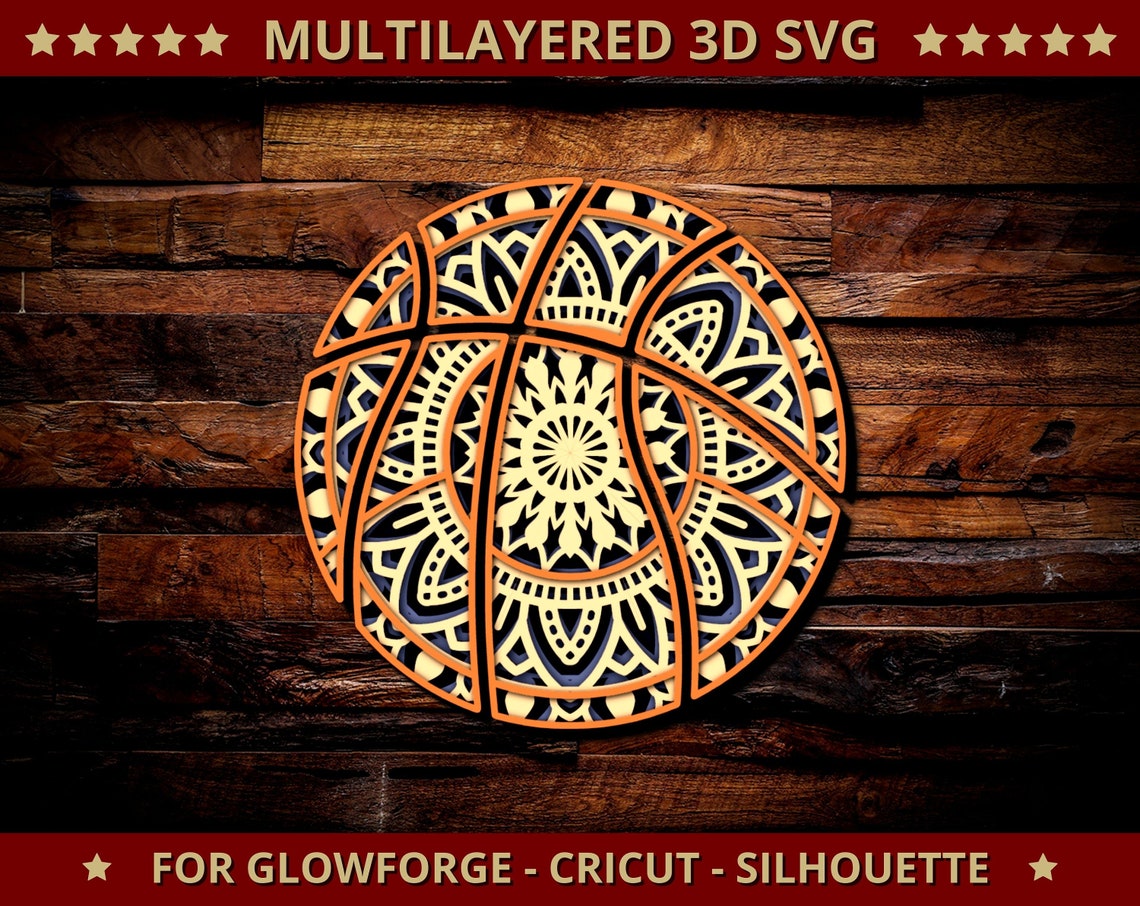 3D Basketball SVG Mandala Svg Cut File for Laser Cut Etsy