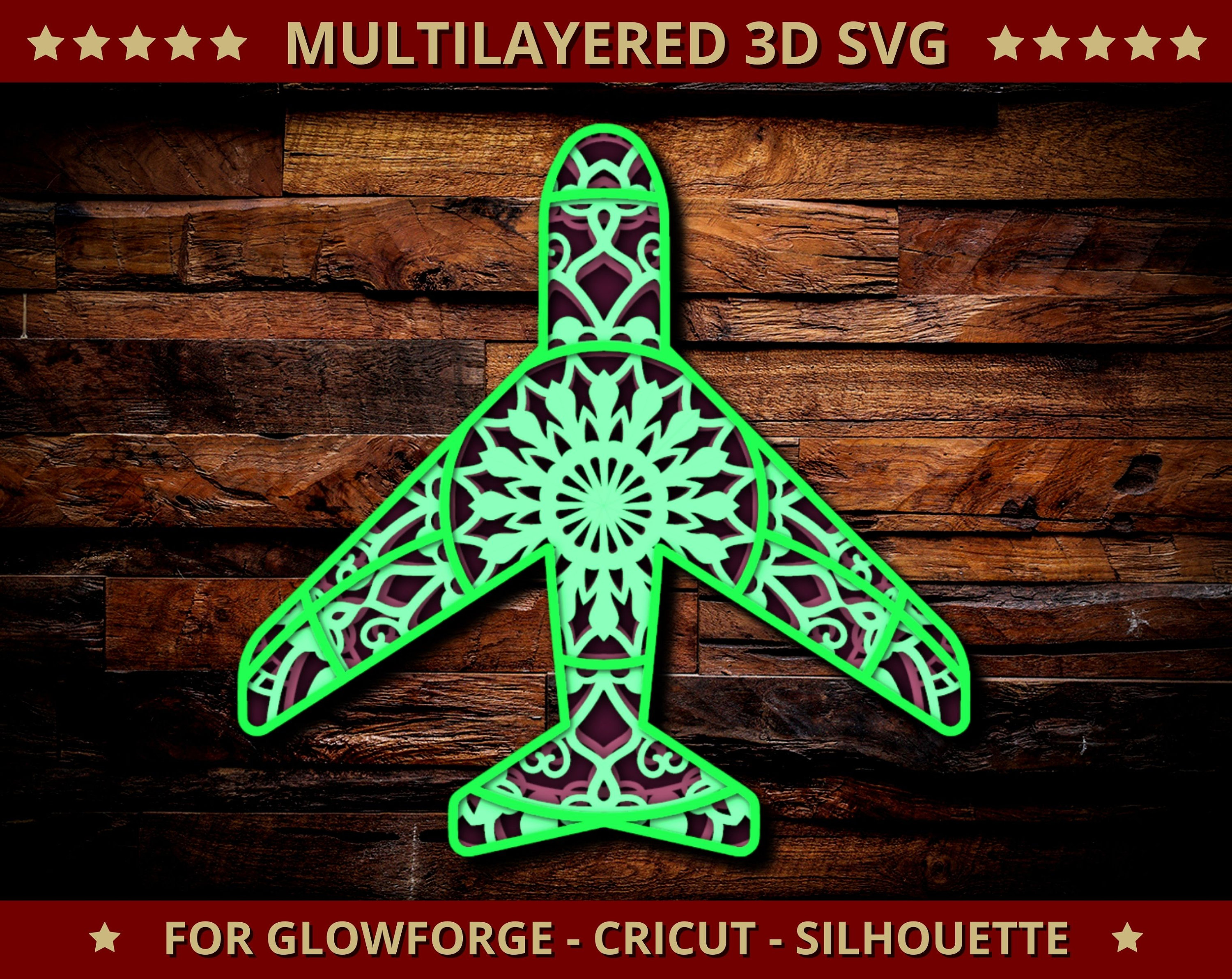  Foto zu Flugzeug SVG Flugzeug 3D Layered Mandala SVG Laser Cut Flugzeug Datei 