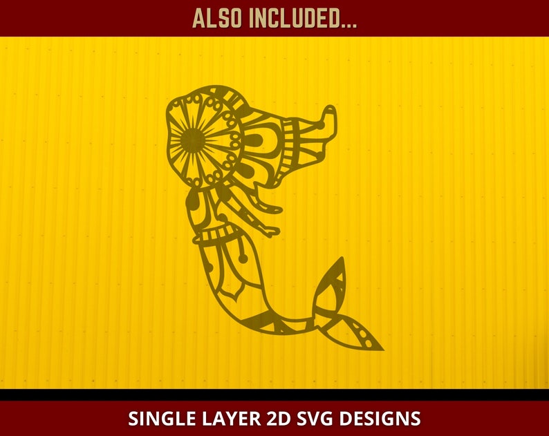 Download Party Supplies Silhouette Cutting Machine Layered Mandala Little Mermaid Svg Mandala Mermaid Svg 3d Multi Layer Svg File For Glowforge Laser Cut Cricut Paper Party Supplies