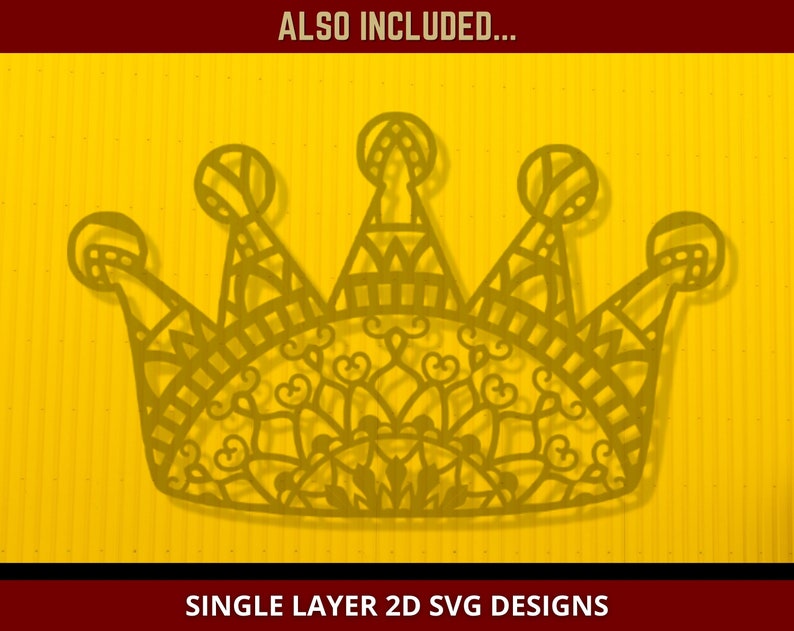 Download Crown Svg 3d Mandala Svg Princess Queen Crown Layered Svg File For Glowforge Laser Cut Cricut Silhouette Cutting Machine Layered Mandala Svg Paper Party Supplies Party Decor Sirba Communication Com