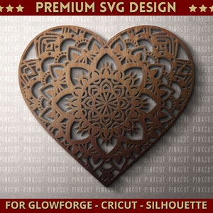 Heart Mandala Svg Cut File Single Layer Heart Shape Svg Dxf Design for ...