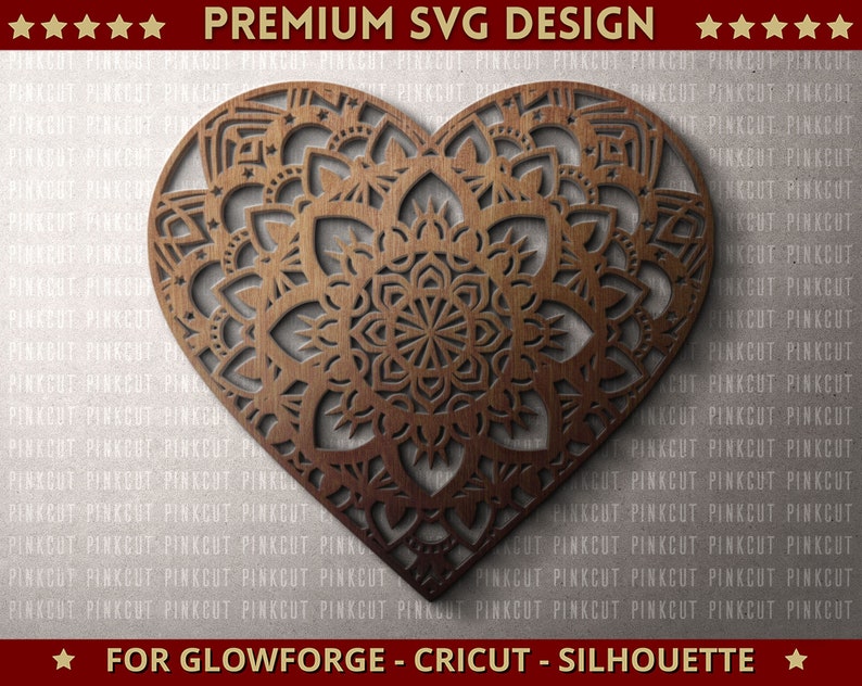 Heart Mandala Svg Cut File Single Layer Heart Shape Svg Dxf - Etsy