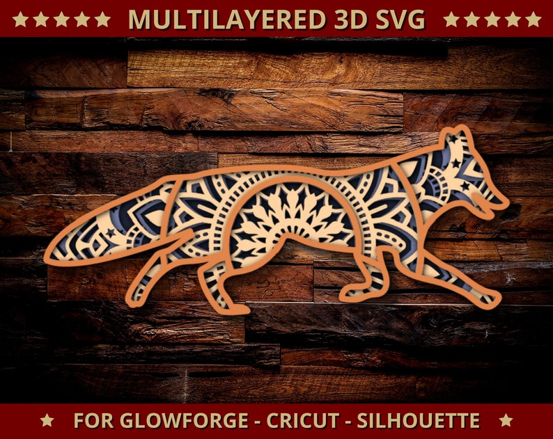 3D Fox SVG Mandala Svg Cut File for Glowforge Laser Cut - Etsy