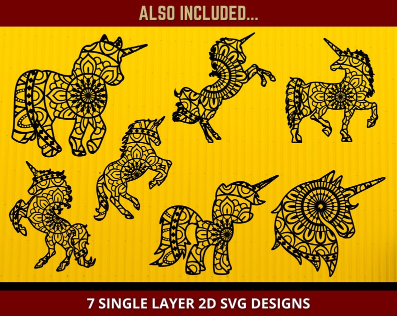 Download Unicorn Mandala Svg 3d Multilayered Mandala Svg Premium Bundle Design For Glowforge Laser Cut Cricut Silhouette Cutting Machines Multilayer Party Supplies Paper Party Supplies Kromasol Com