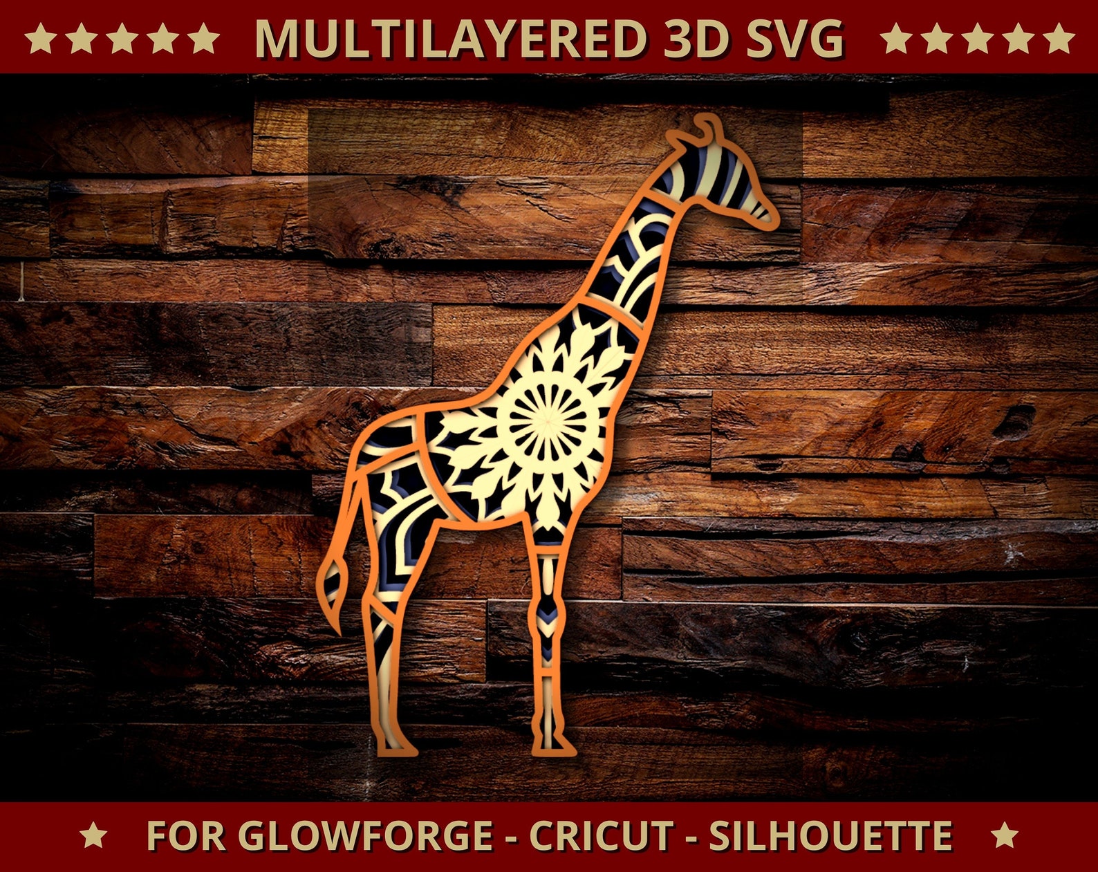 Download 3D Giraffe SVG Mandala Svg Cut File for Glowforge Laser ...