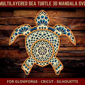 Download 3d Mandala Svg Sea Turtle Svg Laser Cut Files Layered Sea Etsy