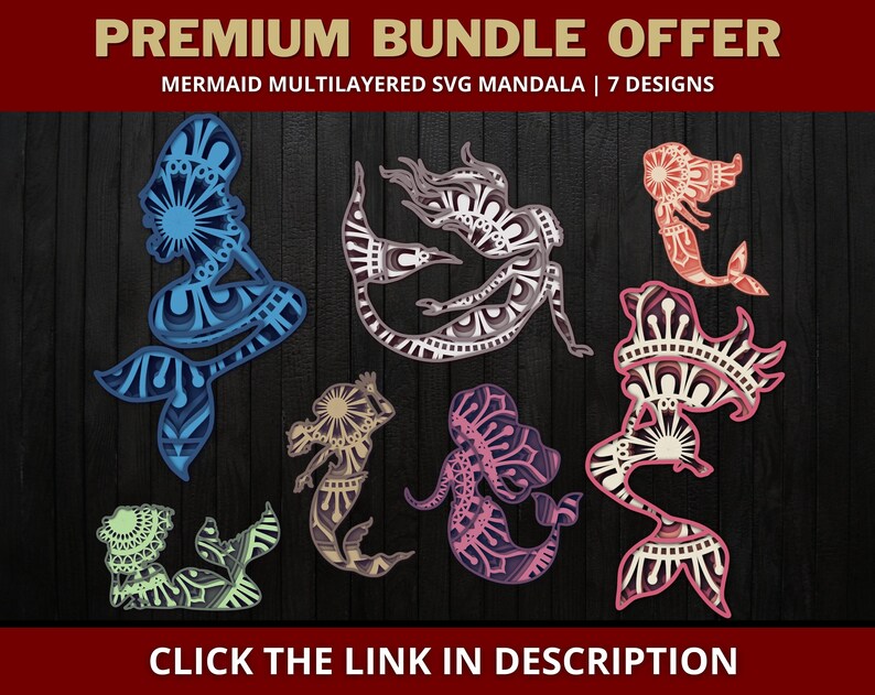 Download Cricut Mandala Mermaid Svg 3d Multi Layer Svg File For Glowforge Laser Cut Silhouette Cutting Machine Layered Mandala Little Mermaid Svg Party Supplies Paper Party Supplies
