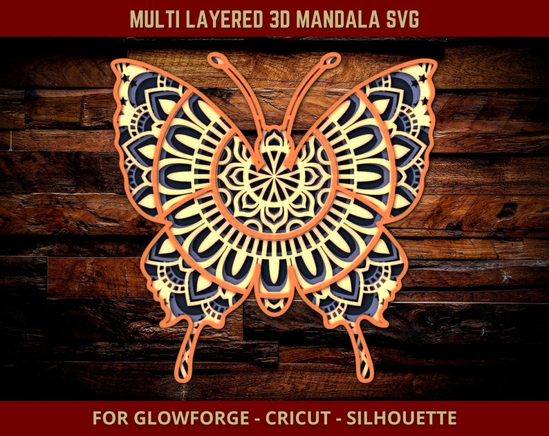 Download Party Supplies Butterfly Svg 3d Mandala Svg Layered Mandala Svg Cut File For Glowforge Laser Cut Silhouette Cricut Cutting Machine Zentangle Paper Party Supplies