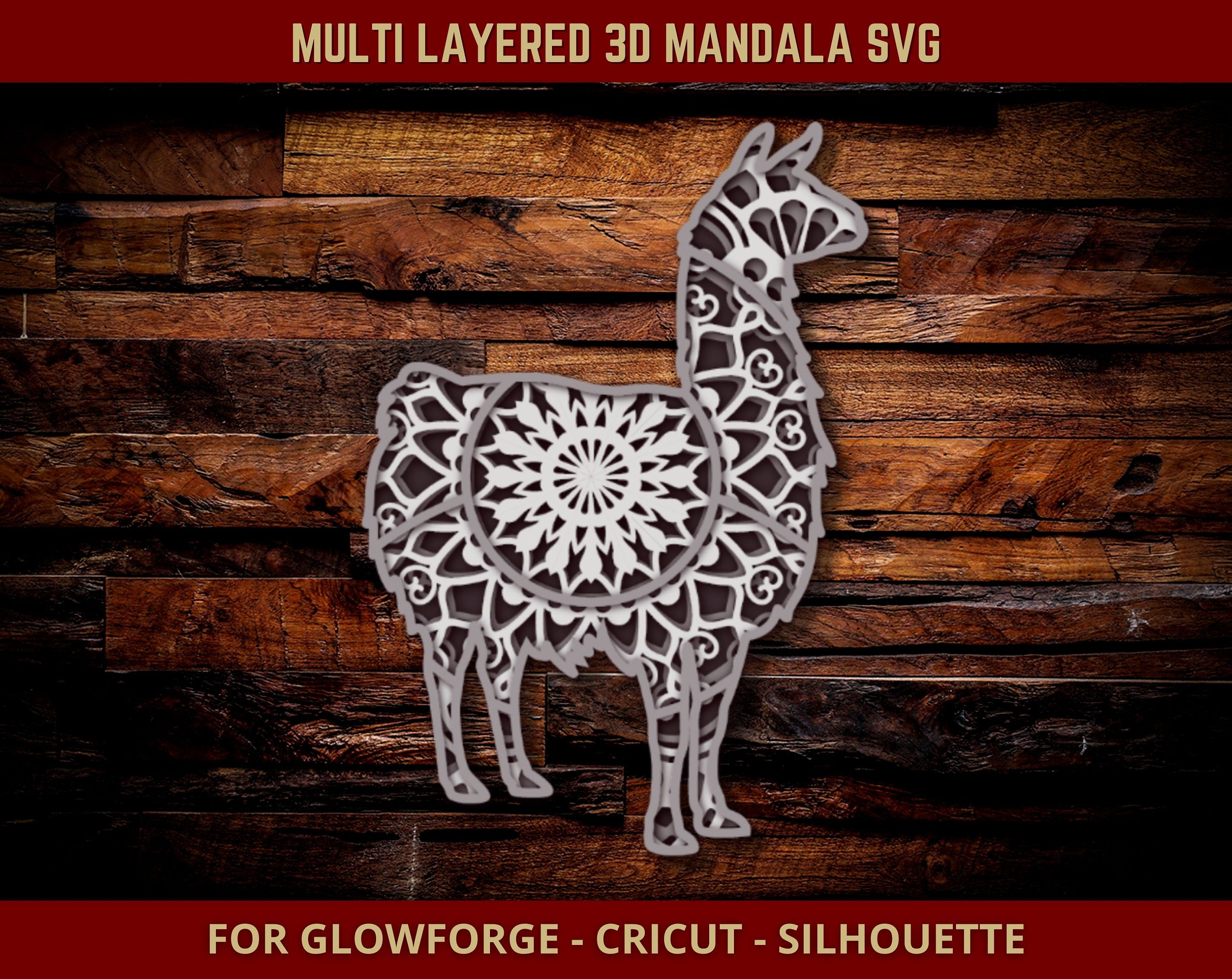 Llama Mandala SVG 3D Layered Llama Svg Mama Momma Mom - Etsy México