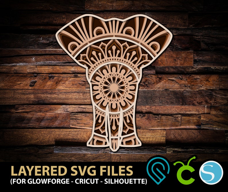 Download Elephant Svg Elephant Mandala Svg Cut File For Glowforge Laser Cut Silhouette Cricut Cutting Machine 3d Mandala Zentangle Digital Download Paper Party Supplies Party Decor