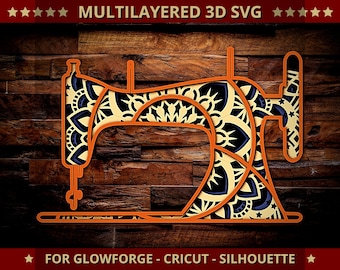 3D Sewing Machine SVG Mandala Svg Cut File for Glowforge Laser Cut Silhouette Cricut Cutting Machine Mandala Zentangle Multi Layer 4 Layers