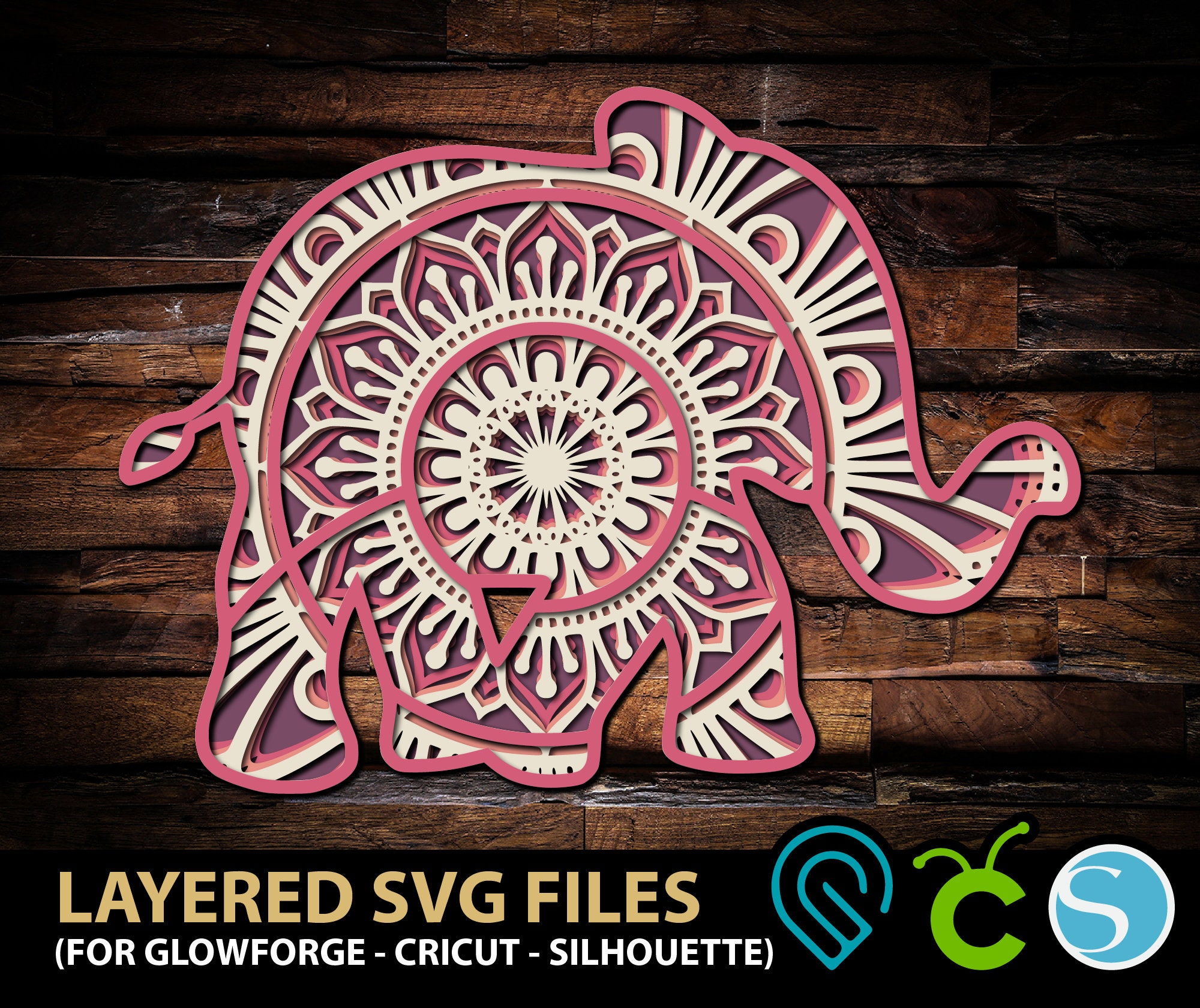 Download Baby Elephant Svg Elephant Mandala Svg Cut File For Glowforge Etsy