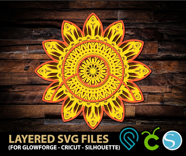 Download Confetti Silhouette Cricut Cutting Machine Layered 3d Mandala Svg Zentangle Sun Flower Svg File Sunflower Mandala Svg Files For Glowforge Laser Cut Paper Party Supplies