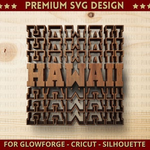 Hawaii Mirrored State Name Svg Cut file Single Layer Svg Dxf Png for Cricut Glowforge Laser Cut Silhouette Cutting Machine + BONUS