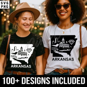 Arkansas SVG + 100 USA State svg Bundle | Cricut Silhouette Cut Files | State Map Shirt Decals for DIY Crafters & Gifts
