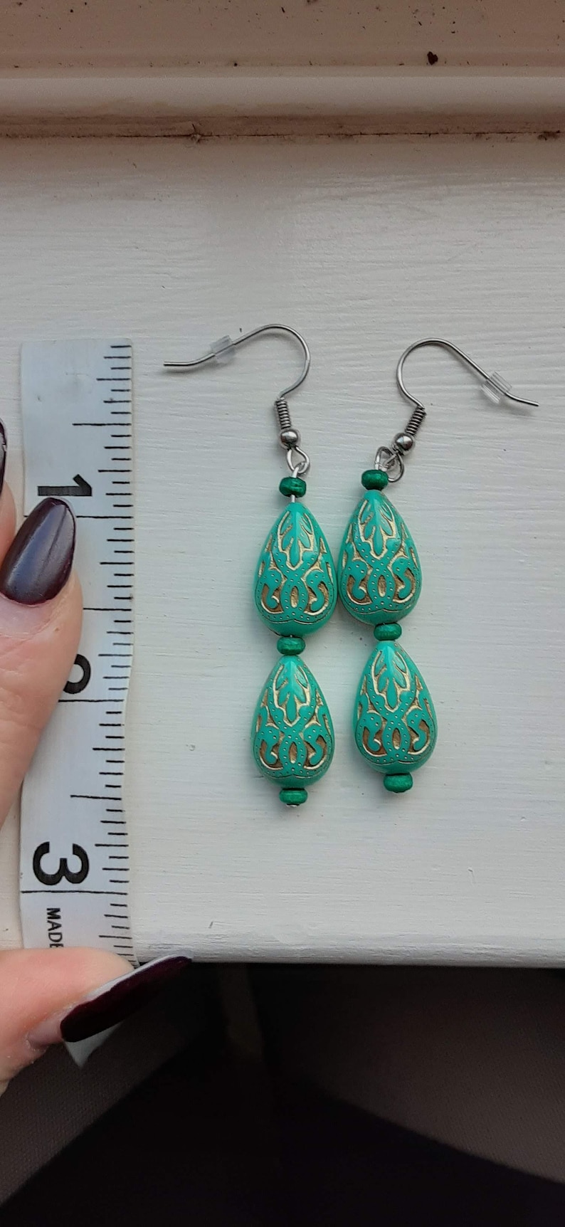 Turquoise and Gold Dangling Earrings