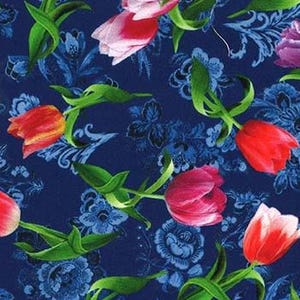 SPRING IN DELFT - tossed tulips by Michael Miller