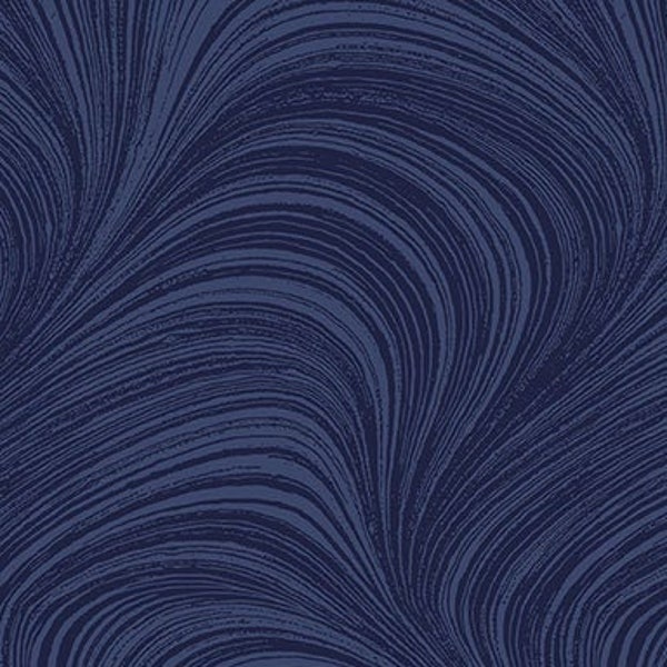 Wave Texture Navy - by Benartex