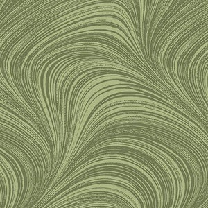 Könnte beinhalten: Abstrakter Stoff mit grünem und weißem Wirbelmuster. Das Muster ähnelt fließenden Wasserlinien.