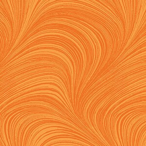 May include: Abstract orange and brown swirl pattern fabric with a textured surface.