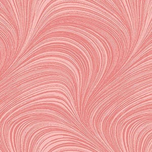 May include: Abstract pink and white swirl pattern fabric. The fabric has a subtle texture and a flowing design.