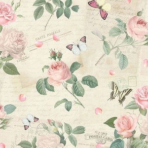 JARDIN - Crema Rose Garden Roses de Timeless Treasures