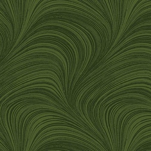 May include: Abstract green and black swirl pattern fabric. The fabric has a textured, almost brushstroke-like appearance.