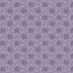 May include: A seamless pattern featuring a repeating design of small purple flowers with white centers on a light purple background.