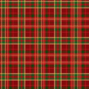 以下が含まれることがあります： 伝統的なタータンデザインのシームレスパターン。赤、緑、金色の交差する線のグリッドが特徴です。このクラシックなチェック柄のデザインは、テキスタイル、背景、その他のさまざまな用途に適しています。