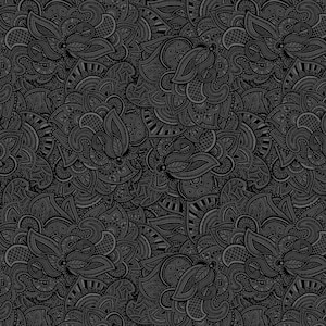 Può includere: Un motivo senza cuciture in bianco e nero con intricati disegni floreali. Il motivo presenta una varietà di forme e dimensioni di fiori, foglie e volute. Il motivo è perfetto per l'uso in una varietà di progetti di design, come tessuti, carta da parati e carta da regalo.