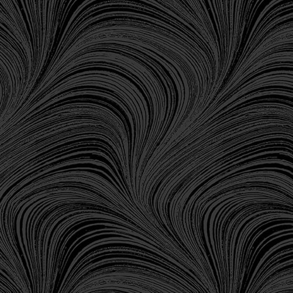 Wave Texture black - by Benartex