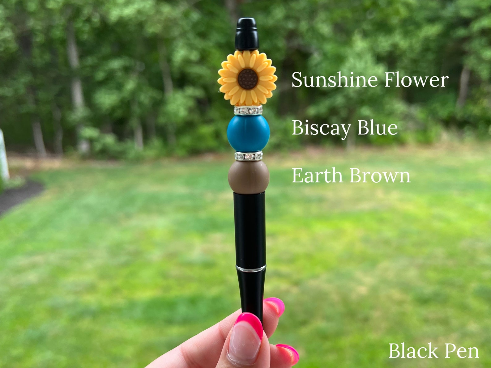Sunflower Bead Pen Beaded Sunflower Writing Pen Silicone Etsy