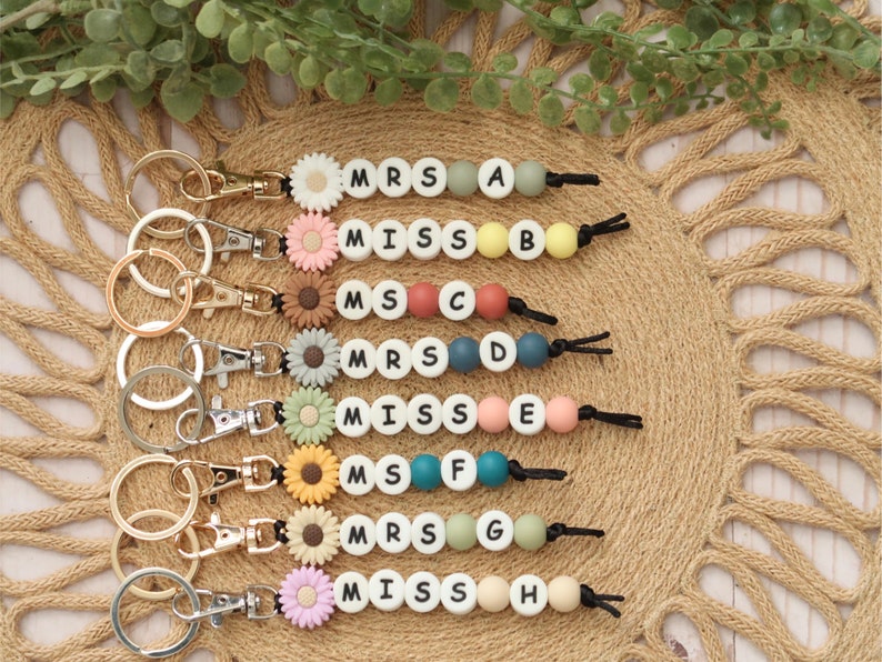 Teacher Name Keychain Teacher Keychains Gift for Teachers Etsy