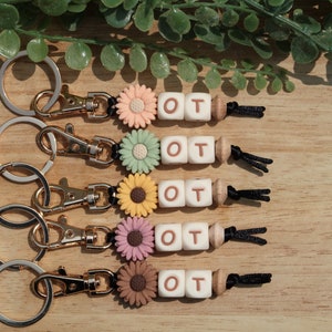 Occupational Therapist Keychain, Keychain For OT , OT Keychain, Flower Keychain, Gift for Occupational Therapist, OT Gifts