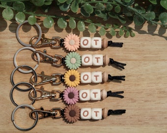 Occupational Therapist Keychain, Keychain For OT , OT Keychain, Flower Keychain, Gift for Occupational Therapist, OT Gifts