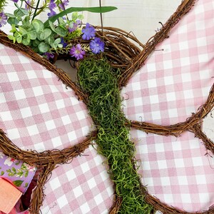 XL Butterfly Wreath for Front Door, Spring and Summer Wreath, Pink Buffalo Plaid Every Day Wreath, Wispy and Natural-style Garden Door Decor image 4