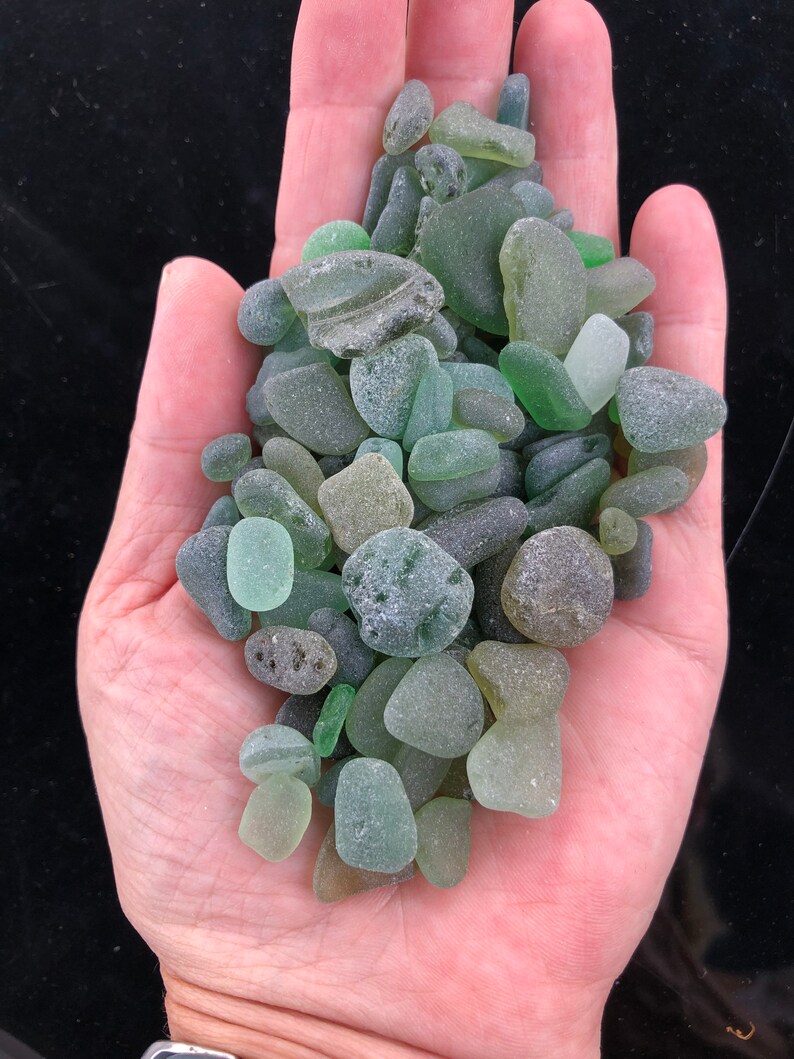 200 Grams Green Sea Glass, Olive Shades, Kent Sea Glass, Craft Supplies