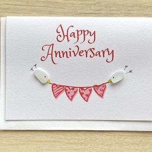 Tarjeta de aniversario de vidrio marino.